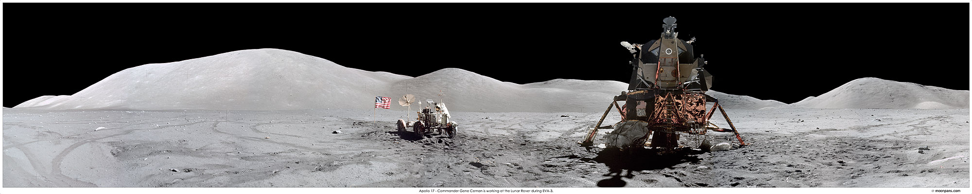 Apollo 17 EVA3 12 O'clock pan