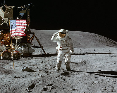 16x20 Apollo 16 Charlie Duke Flag Salute