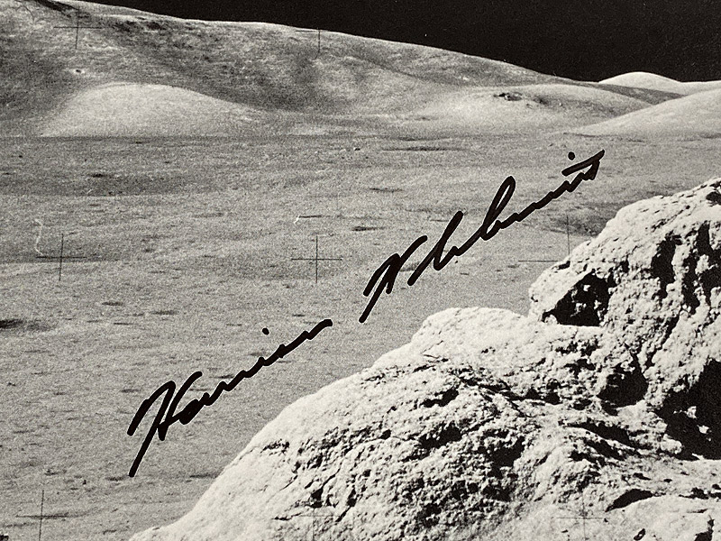 Harrison Schmitt and Gene Cernan signed 10x8 Split Rock Litho